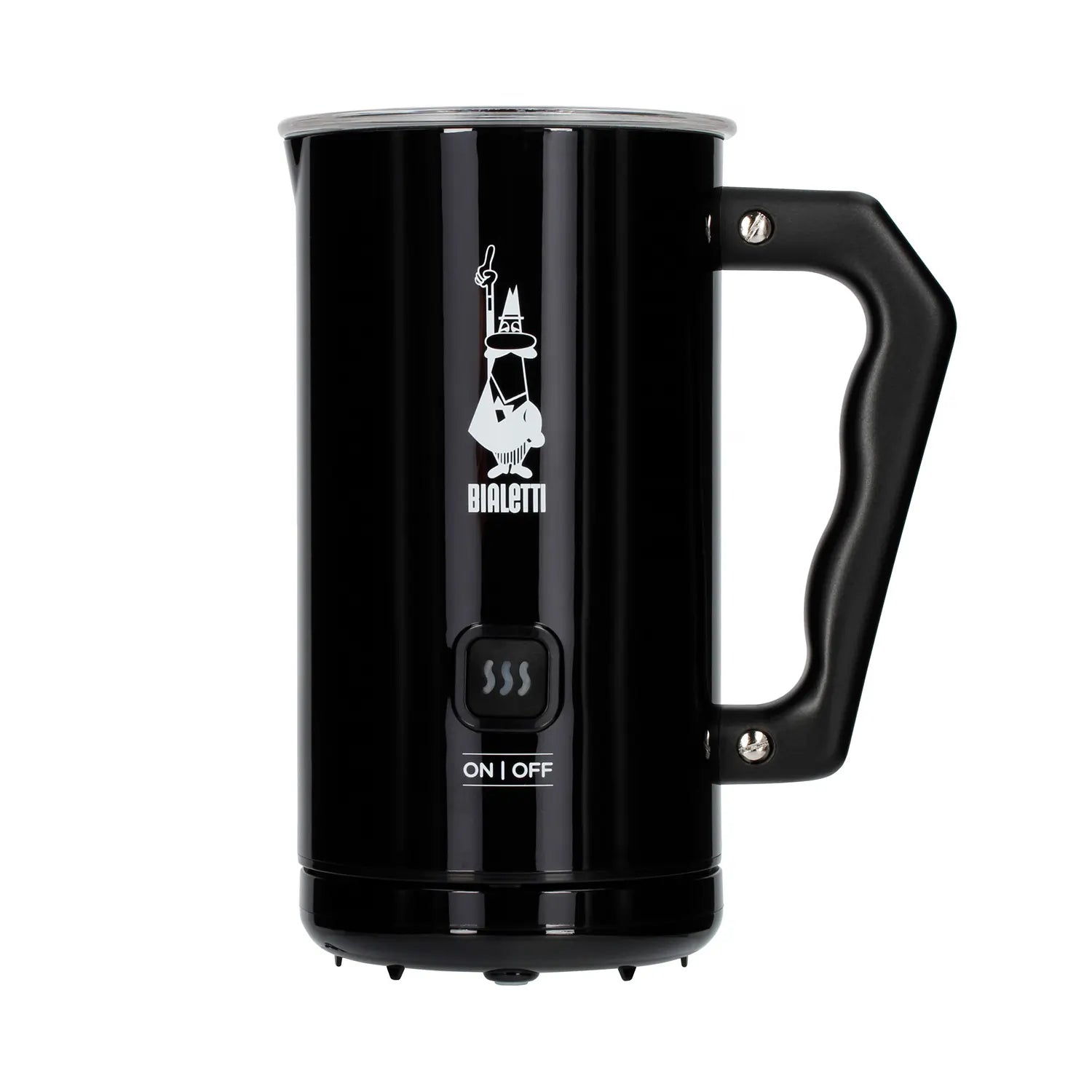 Elektryczny spieniacz do mleka Bialetti MKF02 Nero – elegancki czarny model z przezroczystą pokrywką