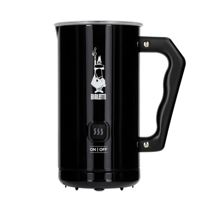 Elektryczny spieniacz do mleka Bialetti MKF02 Nero – elegancki czarny model z przezroczystą pokrywką