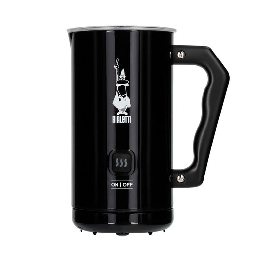 Elektryczny spieniacz do mleka Bialetti MKF02 Nero – elegancki czarny model z przezroczystą pokrywką