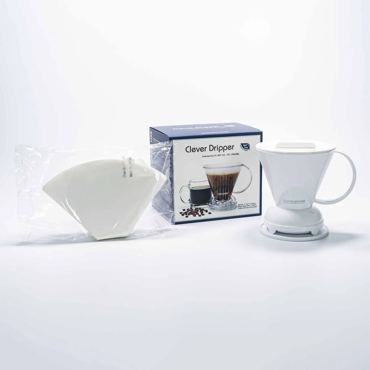 Zestaw Clever Dripper biały rozmiar L – zaparzacz do kawy z filtrami i oryginalnym opakowaniem