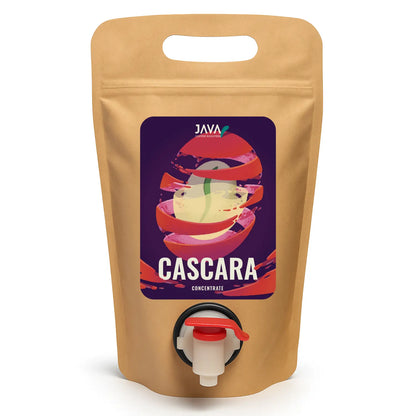 Konsentrat cascary JAVA w kraftowej stojącej torebce z kranikiem – produkt do przygotowania naparu z suszu kawowego