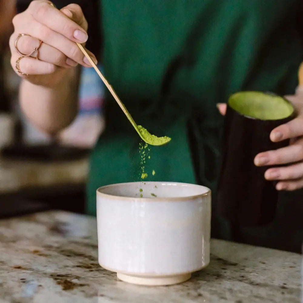 Chashaku – traditional matcha scoop made of light bamboo
