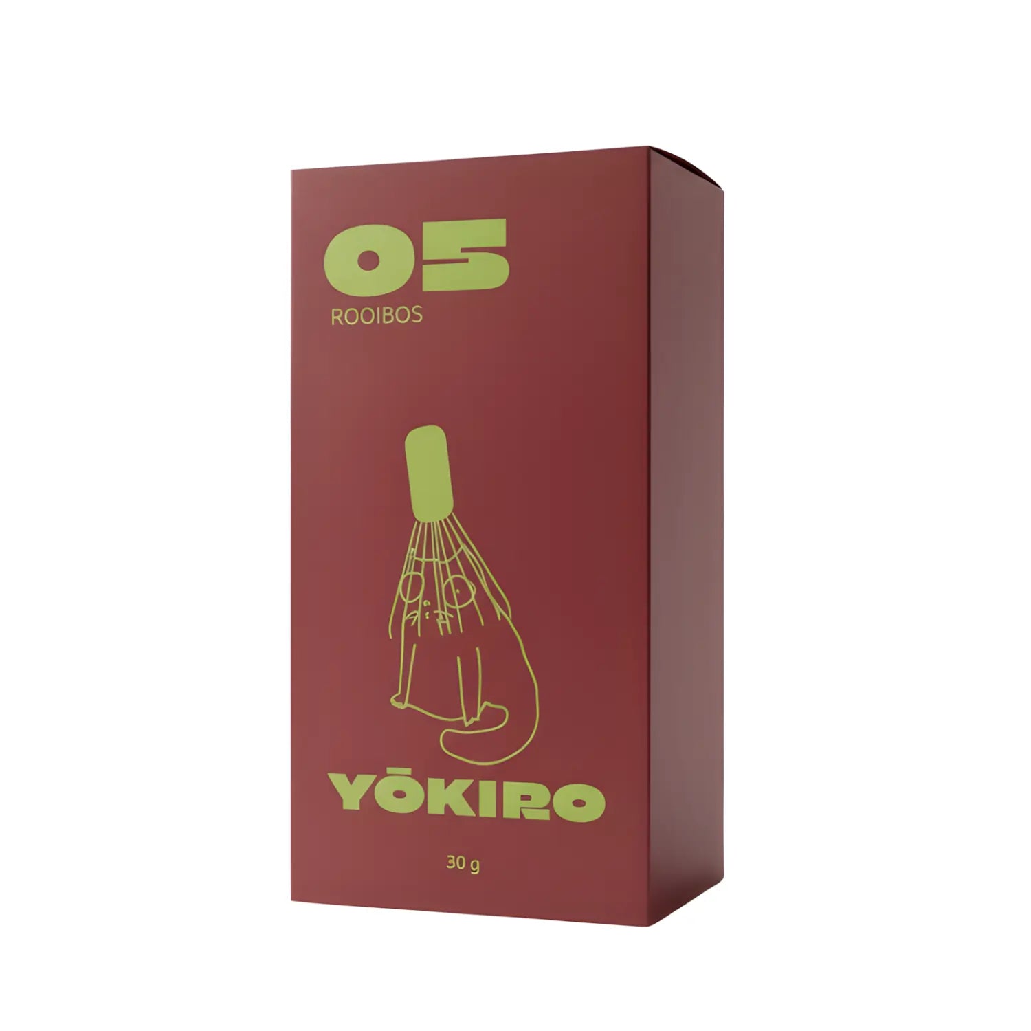 Rooibos Yōkiro 30 g – naturalny rooibos bez kofeiny w bordowym, minimalistycznym opakowaniu kartonowym z ilustracją chasenu