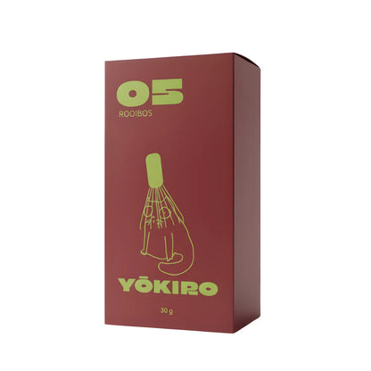 Rooibos Yōkiro 30 g – naturalny rooibos bez kofeiny w bordowym, minimalistycznym opakowaniu kartonowym z ilustracją chasenu