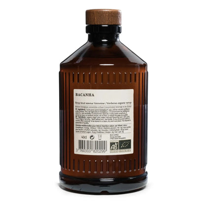 Syrop Bacanha Brut Verveine organic 400 ml – tylna etykieta, skład i wartości odżywcze