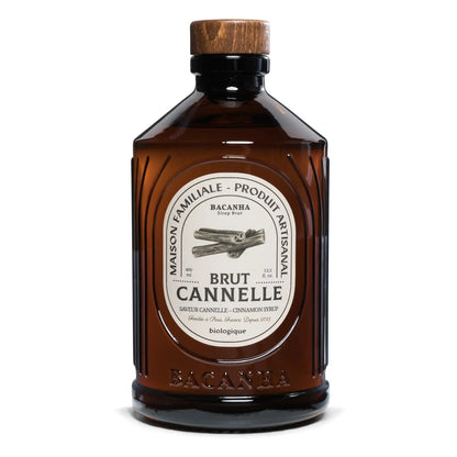 Organiczny syrop Bacanha Brut Cannelle o smaku cynamonu w butelce 400 ml.Organiczny syrop Bacanha Brut Cannelle o smaku cynamonu w butelce 400 ml.