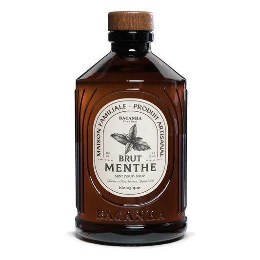 Syrop miętowy Bacanha Brut Menthe BIO 400 ml – ekologiczny francuski syrop z mięty w szklanej butelce